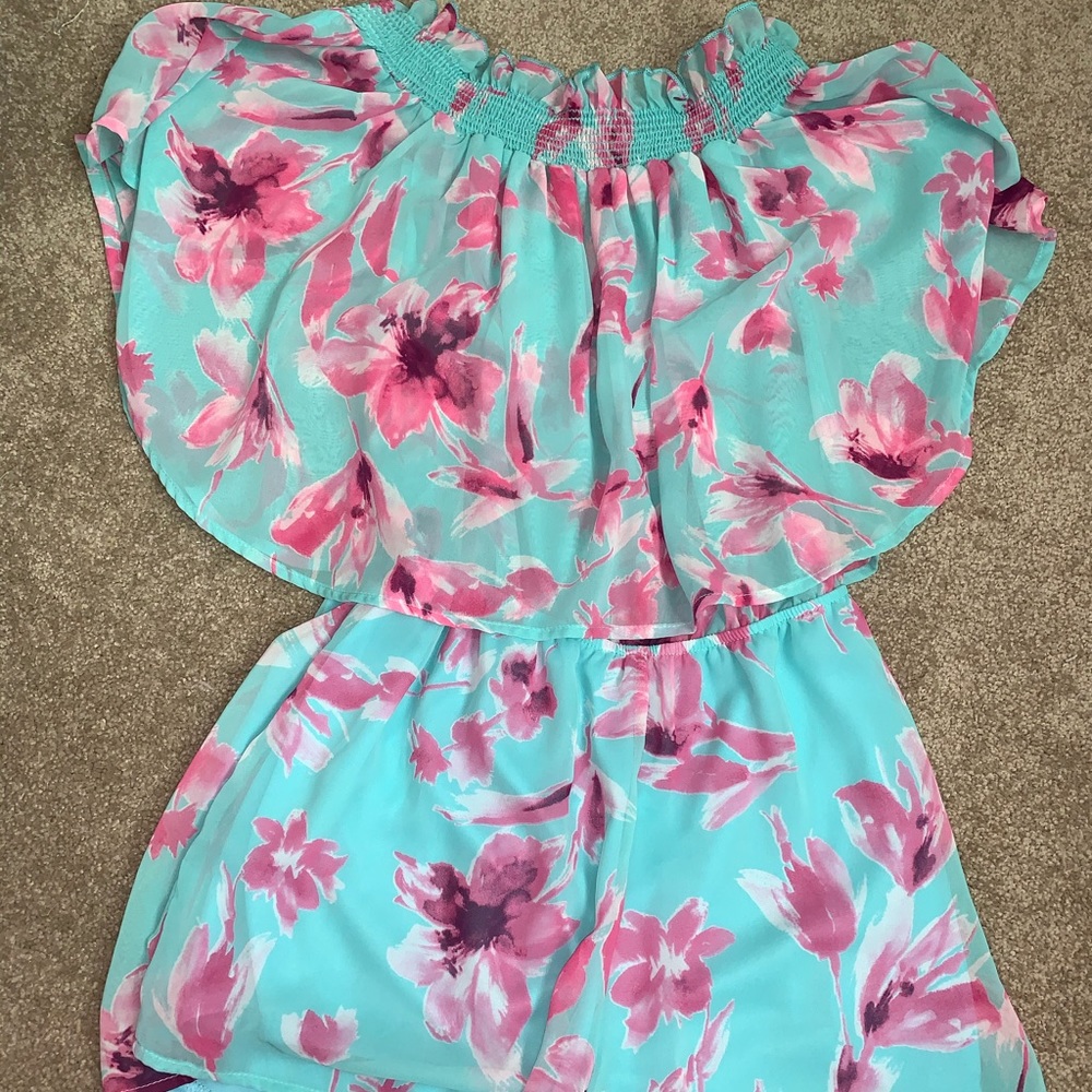 Blue/ pink romper